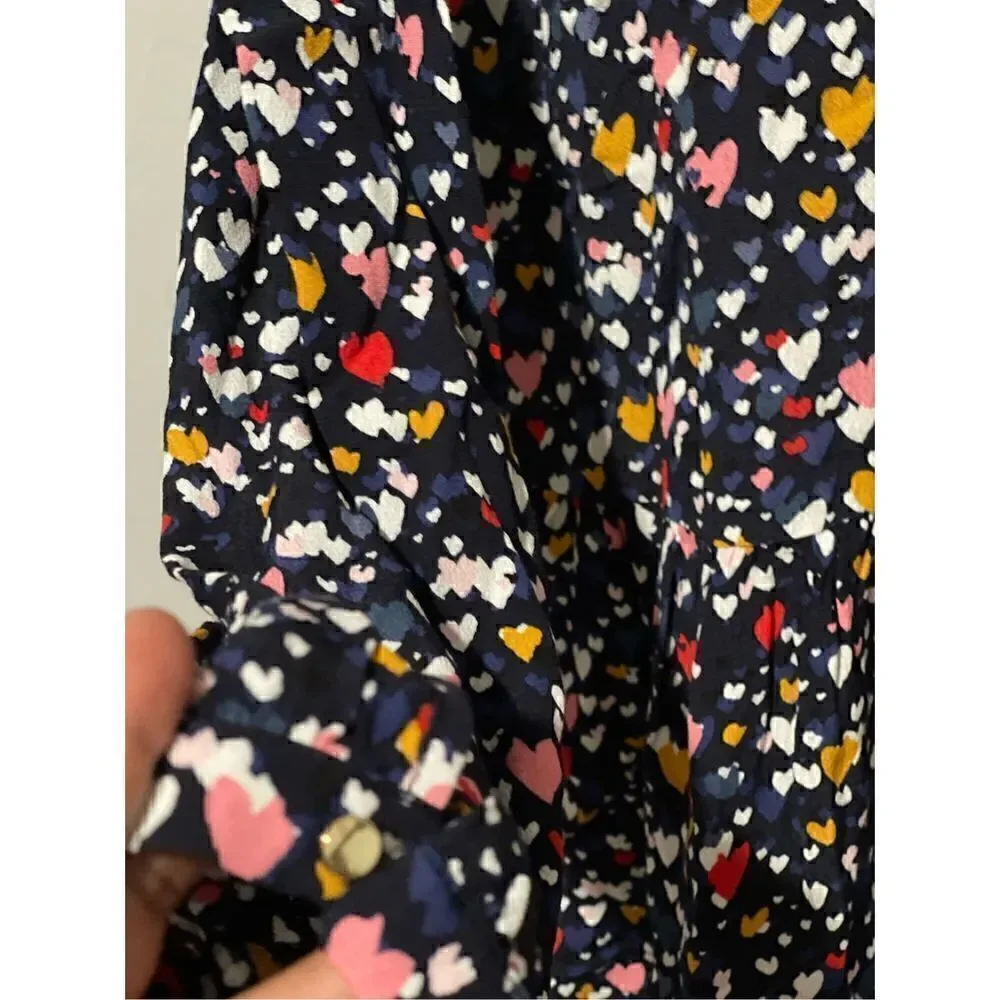Loft xs heart printed long sleeve midi dress